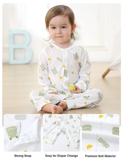 MICHLEY 3pcs Baby Short-Sleeve Rompers Long-Sleeve Jumpsuit Bodysuit Soft White Cartoon Infant Clothes Overalls  For Boys Girls