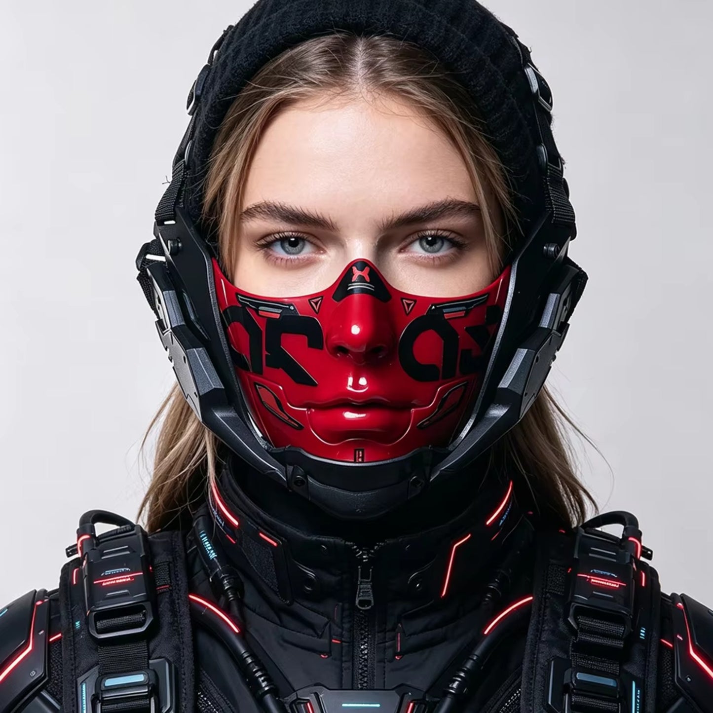 14 Color Two Sizes Cyberpunk Half Face Mask Halloween Cosplay Mask Adjustable Strap Breathable Comfort Party Costume Face Cover