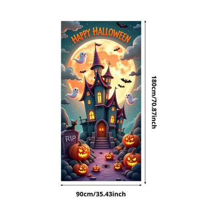 Happy Halloween Celebration Party Decoration Horror Skeleton Spooky Banner For Haunted House Door Cover Home Halloween Lining