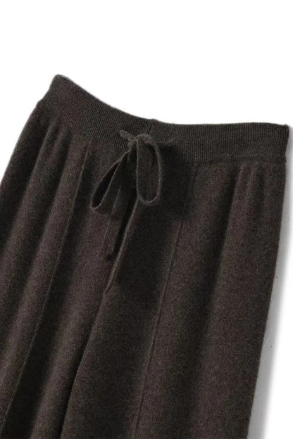 High Waist Knitted Woolen Wide Leg Pants Autumn Winter New Style Drapey Floor-Length Casual Trousers Skin-friendly Warm