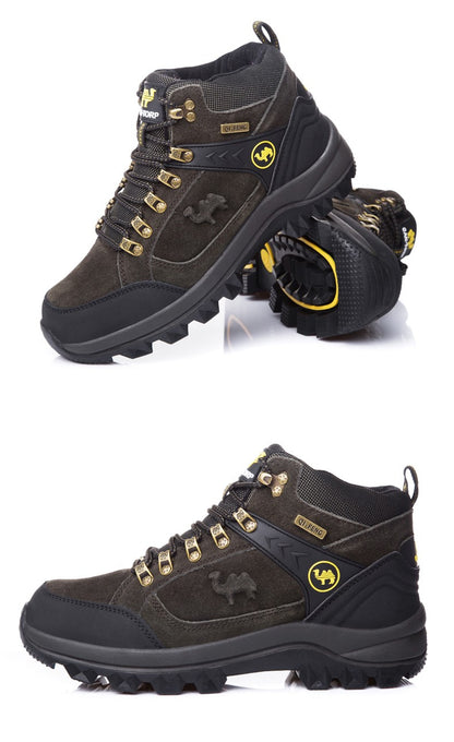 Classic Men Winter Boots Genuine Leather Sneakers For Man Fur Plush Snow Shoes Warm Outdoor Ankle Boots Outdoor Hiking Footwear