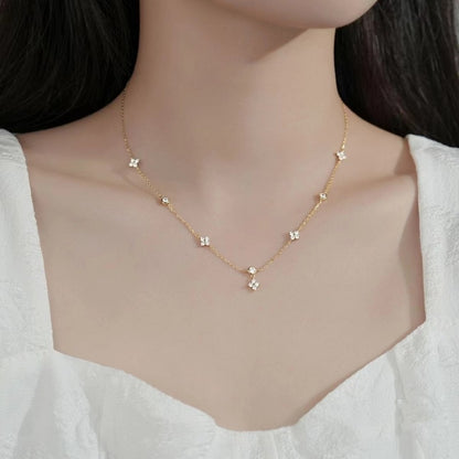 LGKGL Colar de Prata Esterlina 925 Banhado a Ouro 18K com Zircônias Brilhantes em Formato de Flor para Mulheres e Meninas Joias Exquisitas para Festas Presentes