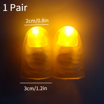 2pcs Thumb Finger Light Luminous Finger Light Magic Trick Props Halloween 2025 Decoration Glowing Fingers Glow in The Dark