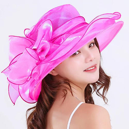 1 Chapéu Feminino De Organza Com Babados E Aba Larga Chapéu De Sol De Verão Para Noivas Estilo Europeu E Americano Chapéu Requintado Para Festas E Praia