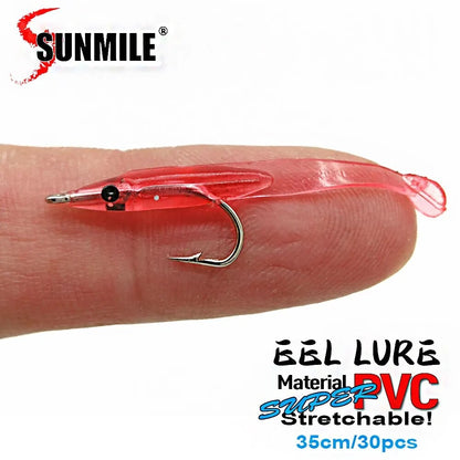 SUNMILE 30 unidades de isca de pesca macia de enguia 35 mm Equipamento de pesca Wobblers Iscas de peixe Carpa Leurre Souple Iscas macias