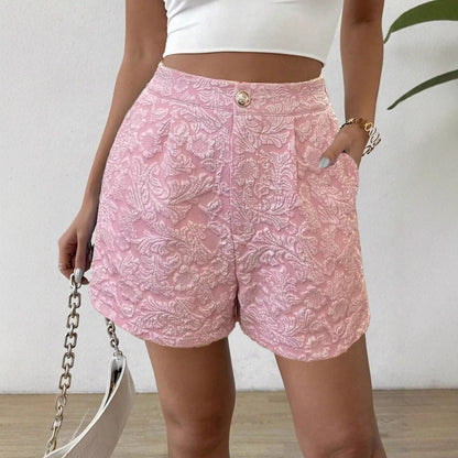 Summer New Women's FashionTextureTearable RetroHighWaist StraightShort Pants for Ladies Cross-Border European And American Style