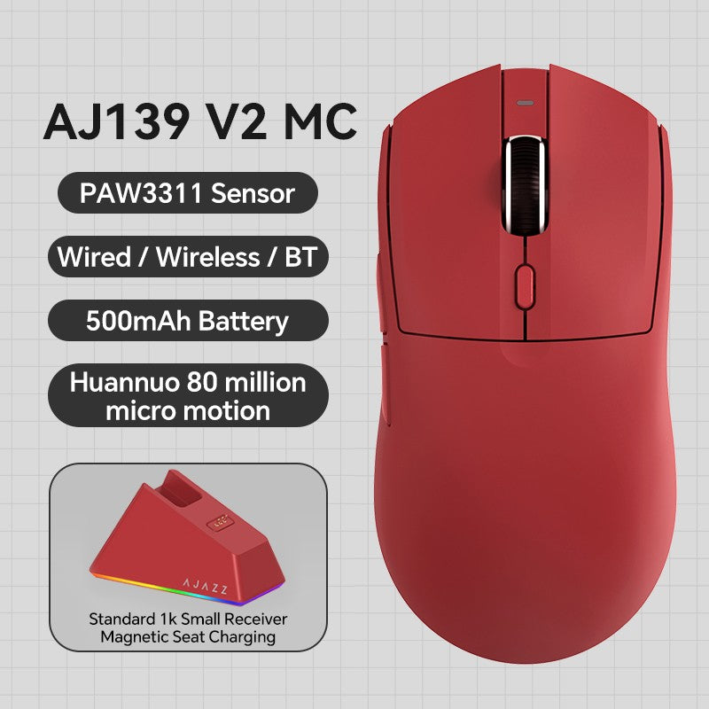 Mouse Gamer Sem Fio AJAZZ AJ139 V2 MC/AJ139 PRO Sensor PAW3311/PAW3395 12000DPI/26000DPI 500mAh Mouse Bluetooth Para PC