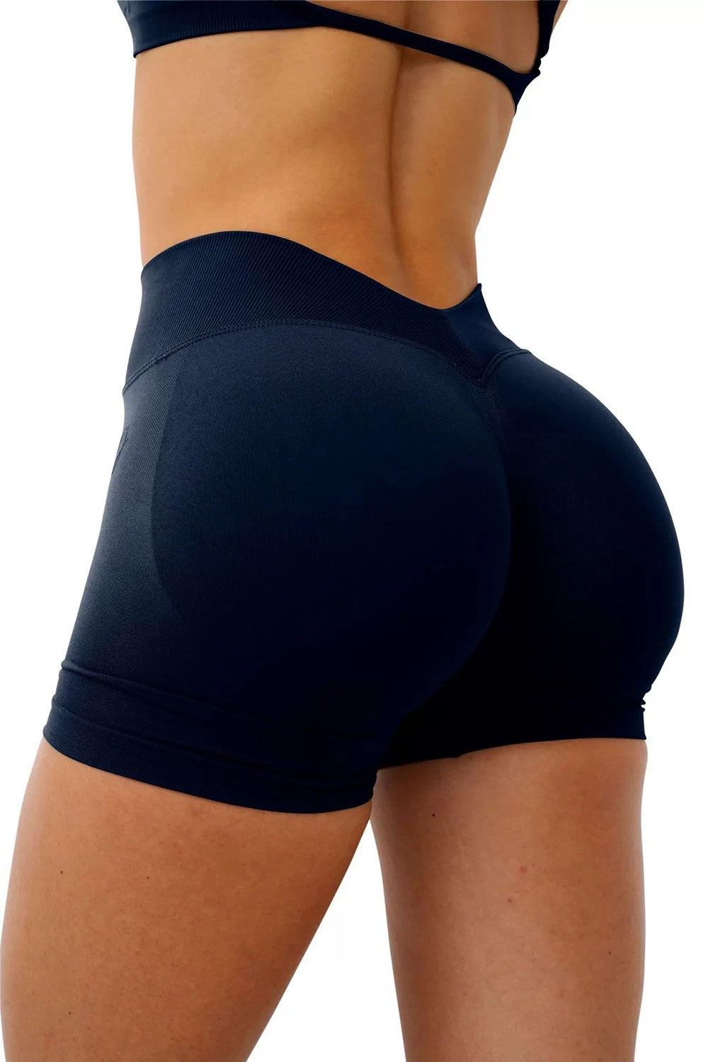 Women Seamless Yoga Shorts Fitness Scrunch Butt Gym Shorts Booty Running Training V Waist Sports Shorts Workout Short Leggings