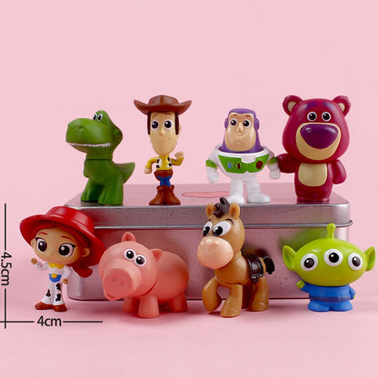 5cm 8 peças/conjunto Disney Toy Story 4 Woody Buzz Lightyear Figura de Ação Anime Decoração Coleção Miniatura Brinquedo Modelo Para Crianças