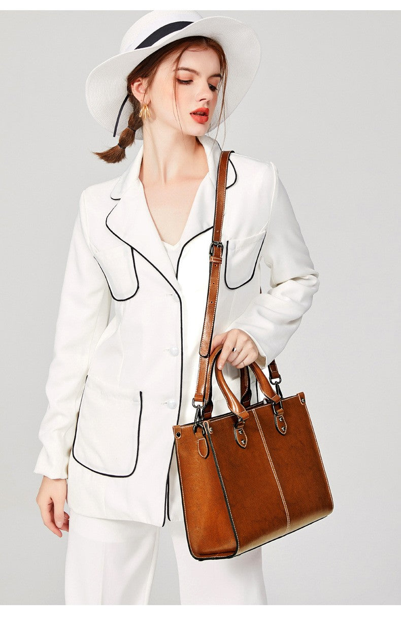 Women Handbag Cross body Shoulder Tote Bag Genuine Leather Shopping Fashion Office Female Real Cowhide Messenger Top Handle Bags