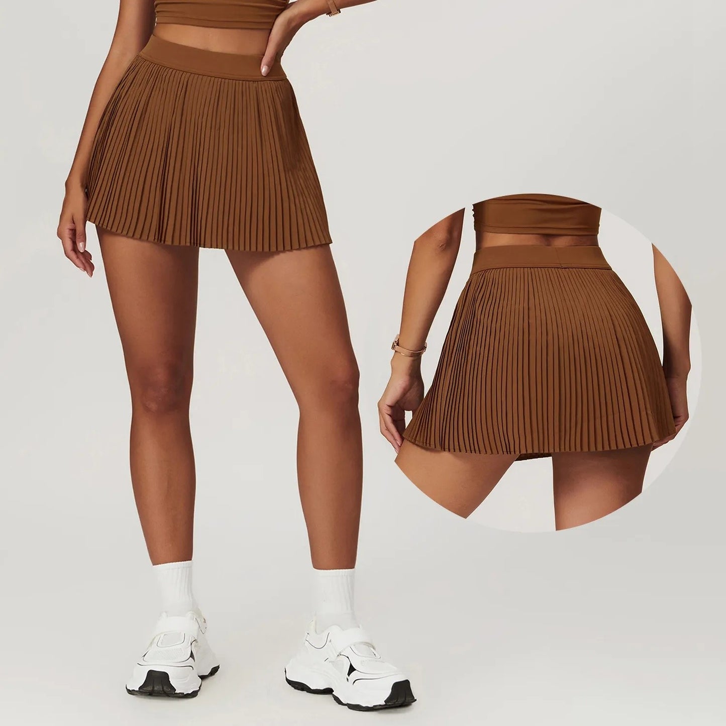 Women's fashion 2-in-1 golf tennis skirt pleated fitness suit with inner pocket, women's sexy style