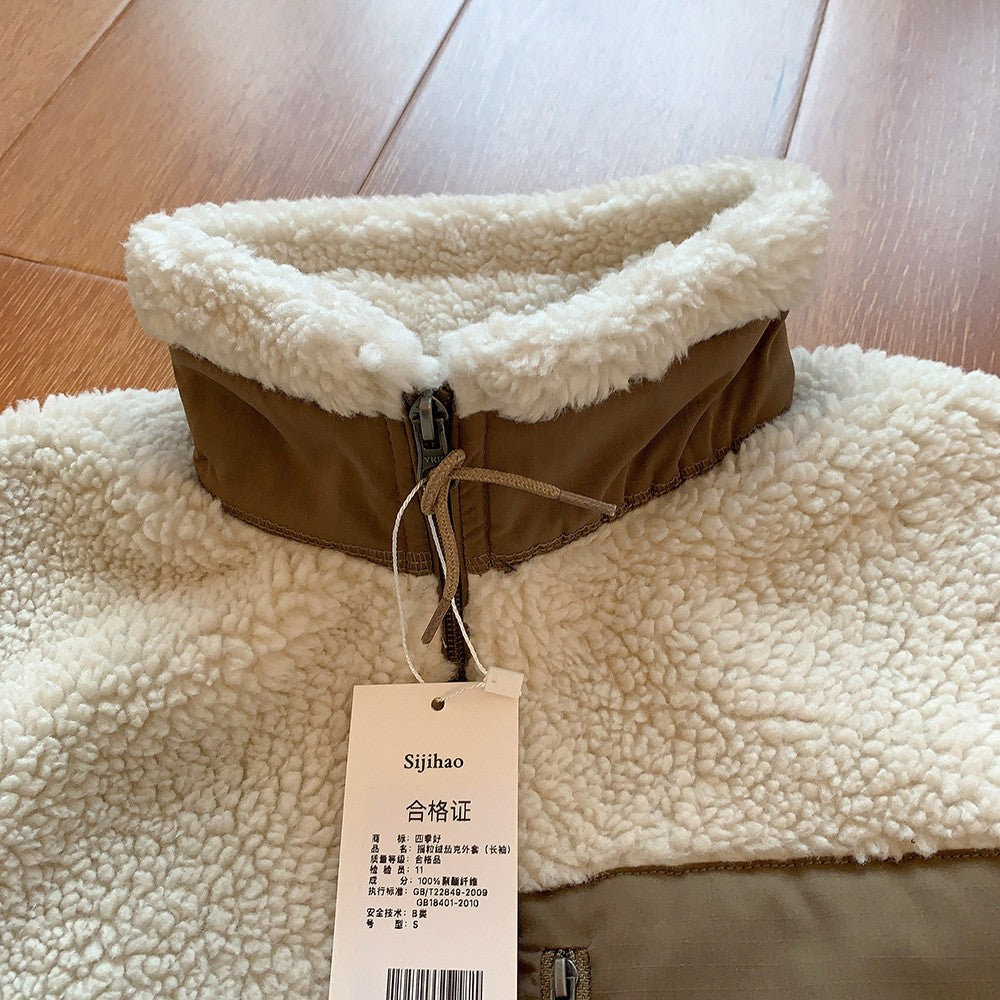 Motorcycle Outdoor Fleece Jacket For Men/Women Double Sided Fleece Thickened Plush Rider Cycling Suit Lamb Wool Windproof Jacket