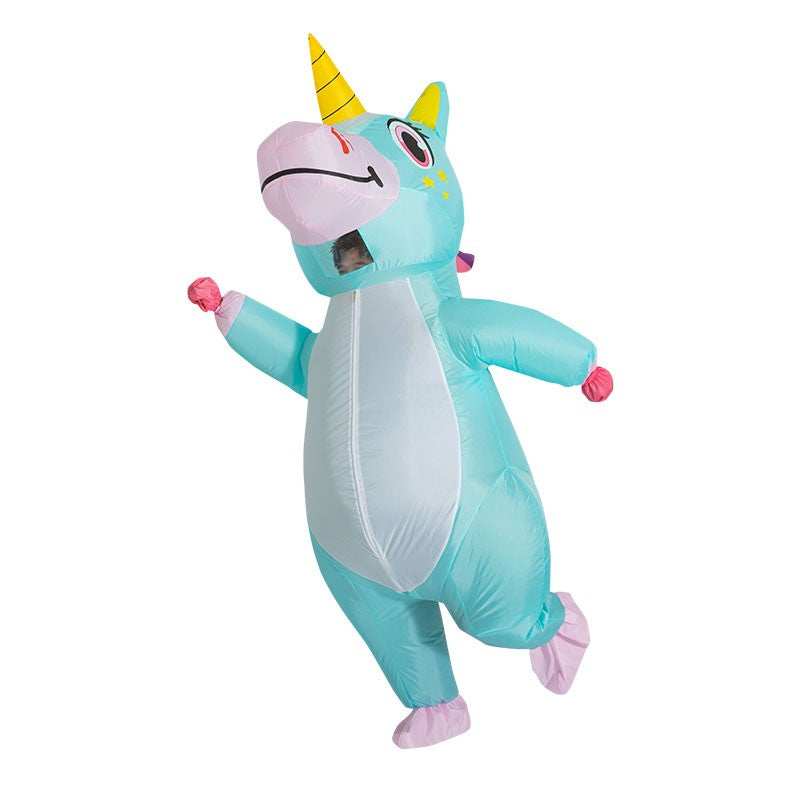 Inflatable Unicorn Costume Adult Kids Rainbow Halloween Costumes for Wommen Men Adult Carnival Mascot Christmas Cosplay