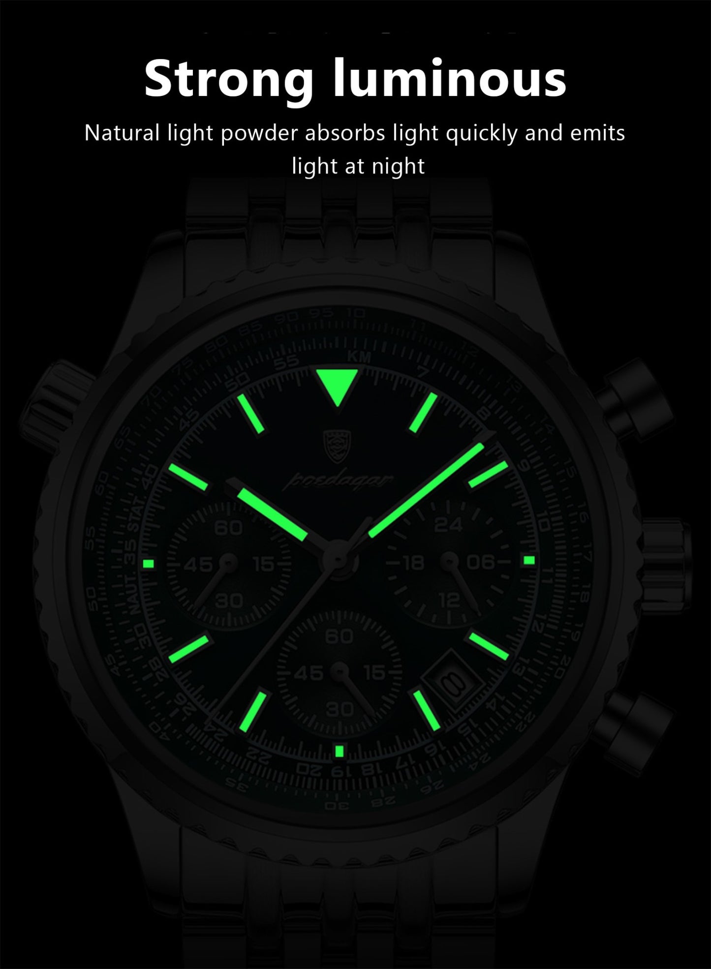 POEDAGAR Luxury Military Men Watch Waterproof Luminous Date Chronograph Man Watch Business Stainless Steel Men's Quartz Watches