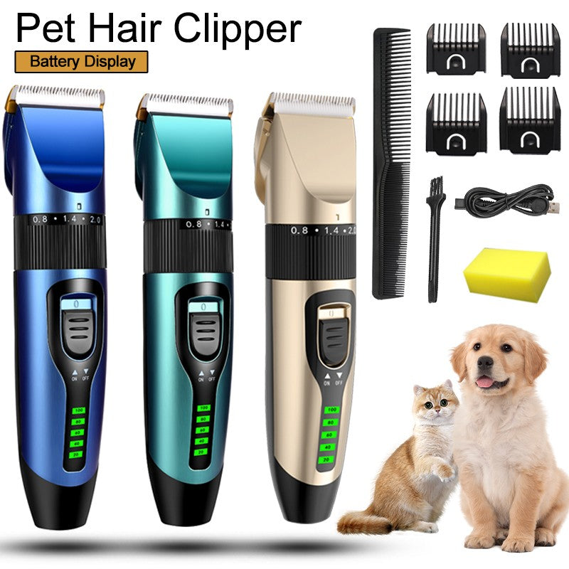 Máquina Profissional de Cortar Pelo de Pets Recarregável para Cães e Gatos, com Display de Bateria, Aparador de Pelos, Baixo Ruído