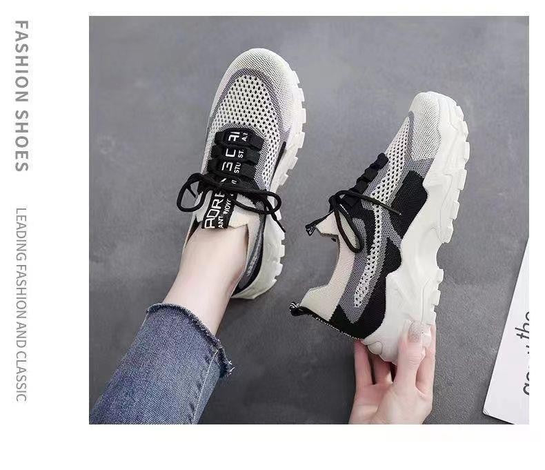 2026 New Women's Dad shoes Breathable Me Running shoes Faionable Casual Sports Sneakers Flat Bot round Toe Plastic Sole