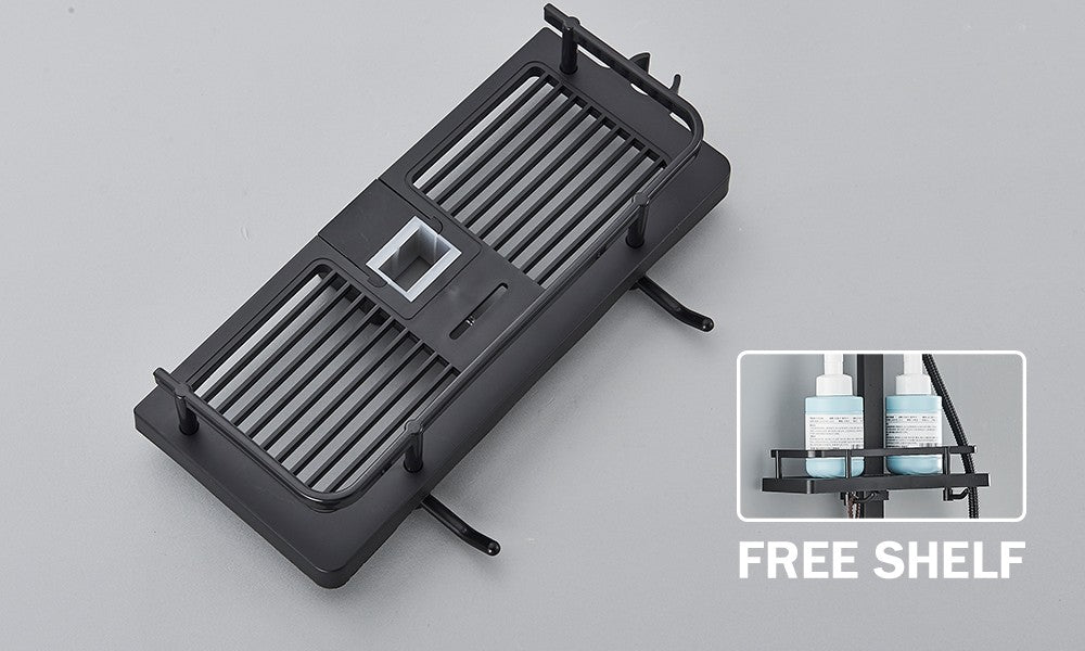 Black Digital Display Thermostatic Shower Faucet Bathroom Thermostatic 4 ways Rainfall Shower Mixer Tap,Shelf and Bidet Faucets