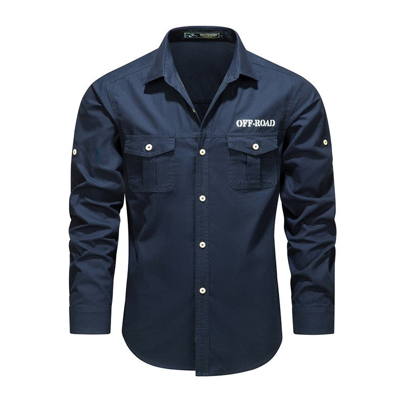 Men Outdoor Multi Pockets Long Sleeved Cargo Shirts High Quality Man Cotton Loose Shirts New Spring  Male Casual Shirts Size 5XL