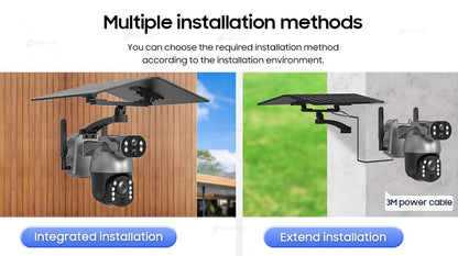 50XZOOM Solar Camera 4G SIM/WiFi Dual Lens Outdoor Security Camera with Night Vision,Waterproof Wireless Surveillance for Garden