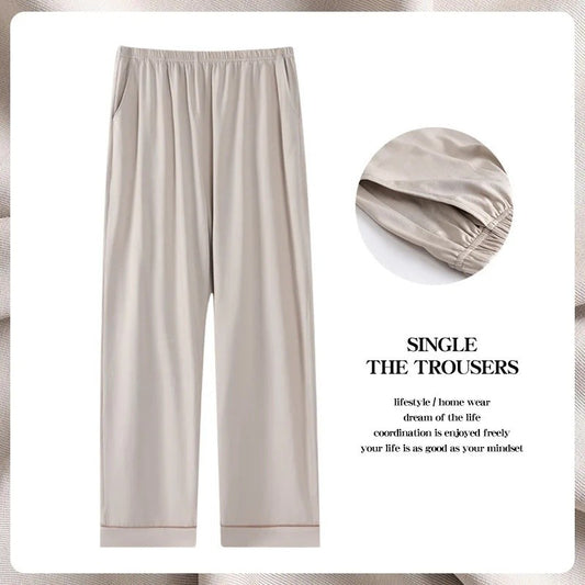 Men's Modal Sleepwear Loose Fit Casual Thin Home Pants Spring Autumn Summer Comfortable Lightweight Men's Drawstring Sweatpants