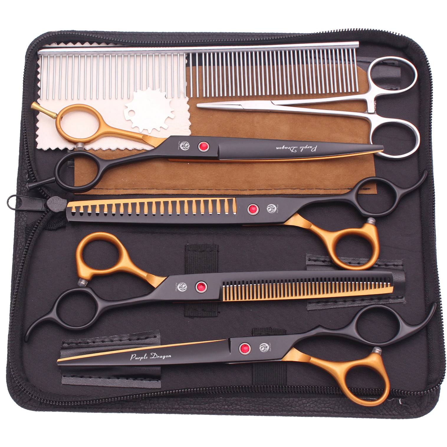 Dog Grooming Scissors Professional Stainless 7.5" Pet Hairdressing Scissors Dog Curved Scissors Thinning Shears Color Comb Z3088