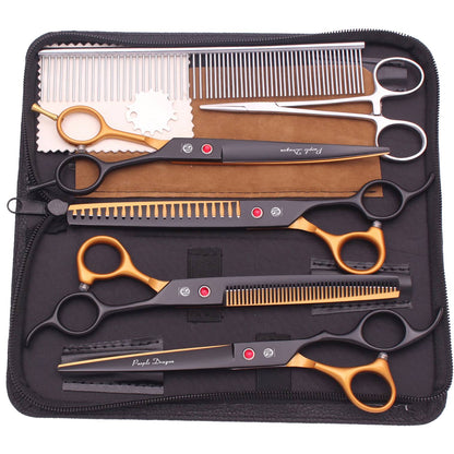 Dog Grooming Scissors Professional Stainless 7.5" Pet Hairdressing Scissors Dog Curved Scissors Thinning Shears Color Comb Z3088