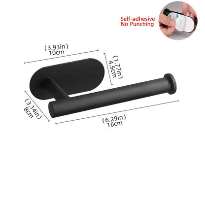 Black Gold Toilet Paper Holder Bathroom Wall Mount Multifunction WC Paper Phone Holder Shelf Towel Roll Shelf Accessories
