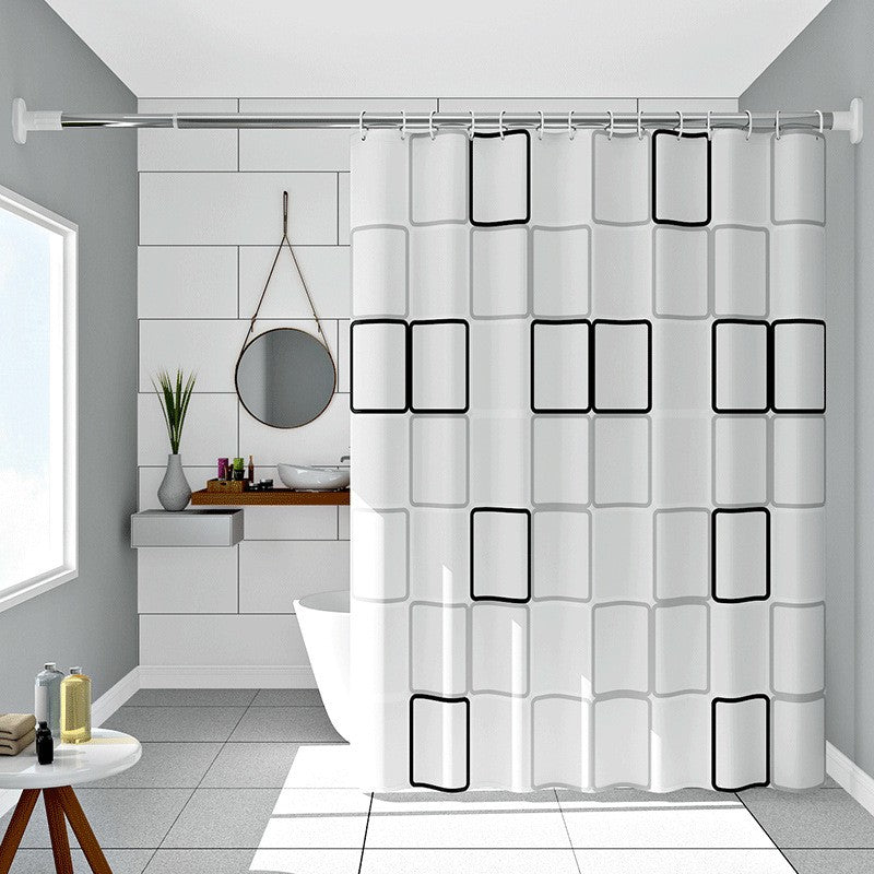 1/2Pcs PEVA Shower Curtain,Waterproof Shower Curtain for Home Bathroom,Modern Geometric Plaid Curtain for Decoration Accessories