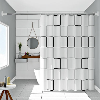 1/2Pcs PEVA Shower Curtain,Waterproof Shower Curtain for Home Bathroom,Modern Geometric Plaid Curtain for Decoration Accessories