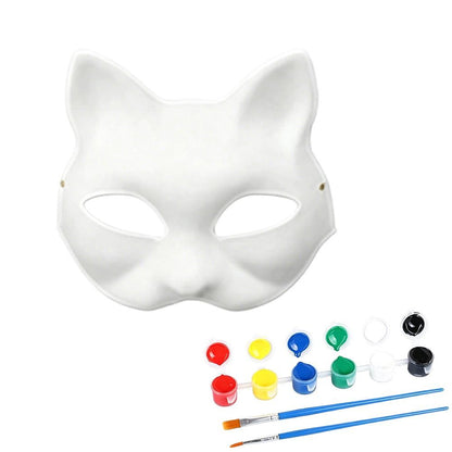 5-30pcs Japanese Mask Paper Blank Mask Halloween Cosplay Cat DIY Paintable Half Face Mask Animal Costume Party Decor Craft Prop