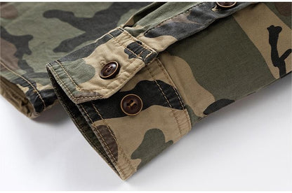 2024 New 95% Cotton Men's Shirt Camouflage Long Sleeve Drop Shoulder Button Pockets Cowboy Loose Casual Work Jeans Shirts