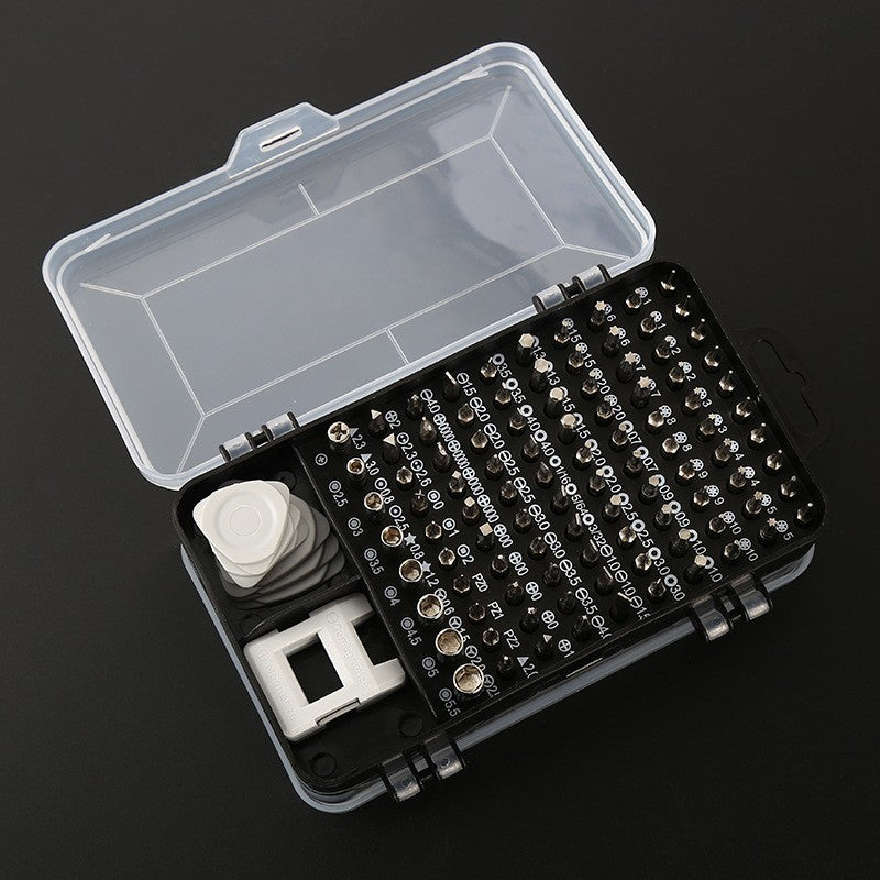 Conjunto de Ferramentas de Reparo para Desmontagem de Celulares, Computadores e Relógios com 115 Peças - Kit de Chaves de Fenda e Ferramentas para Parafusos Tipo Flor de Ameixa