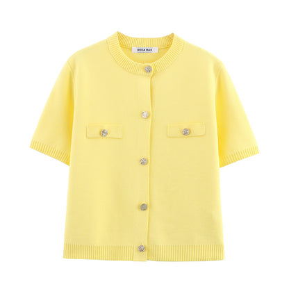 2025 Spring And Summer New Women's Short Sleeved Simple Fashion Style Knitted Cardigan Coat