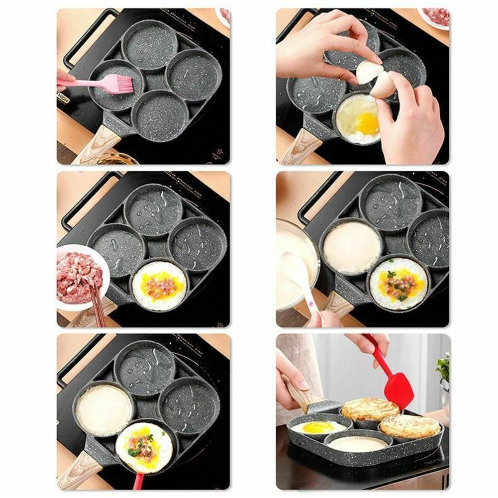 Frigideira de 4 Ovos Antiaderente para Café da Manhã, Mini Panquequeira Japonesa para Omeletes, À Prova de Ferrugem, Fritadeira para Cozinha Doméstica