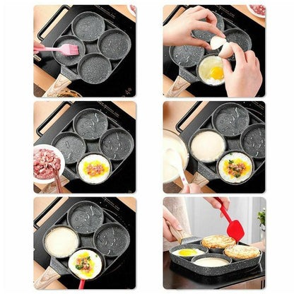 Frigideira de 4 Ovos Antiaderente para Café da Manhã, Mini Panquequeira Japonesa para Omeletes, À Prova de Ferrugem, Fritadeira para Cozinha Doméstica