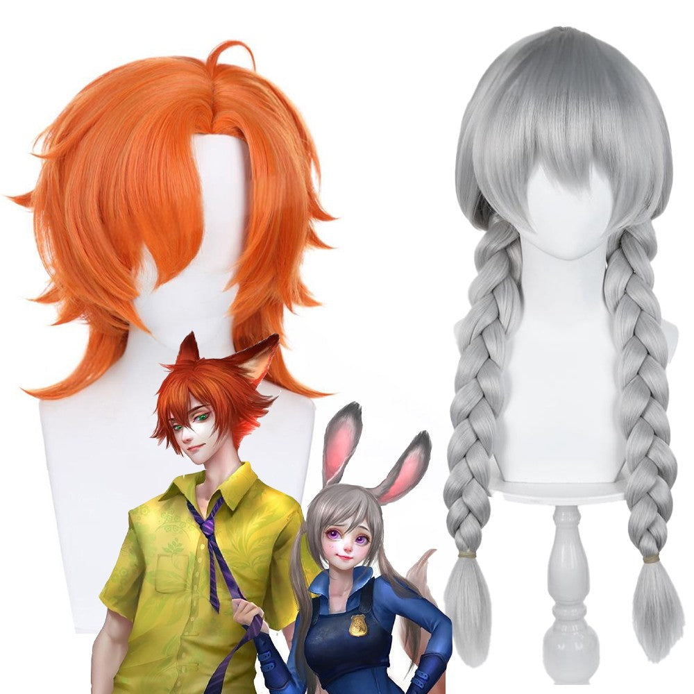 Zootopia 2: Judy E Nick Cosplay Cabelo Sintético Para Homens E Mulheres, Adequado Para Perucas De Role-Playing Anime De Festa Diária