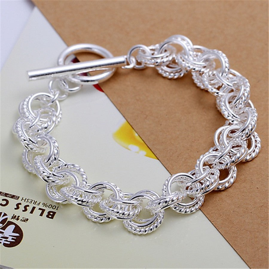 Pulseira Requintada em Prata Esterlina 925 com Corrente Sólida, Amuleto da Moda, Feminino e Masculino, Joias para Casamento, Modelos Lindos e Simples