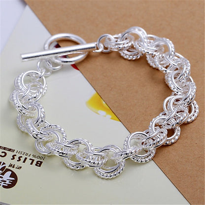 Pulseira Requintada em Prata Esterlina 925 com Corrente Sólida, Amuleto da Moda, Feminino e Masculino, Joias para Casamento, Modelos Lindos e Simples
