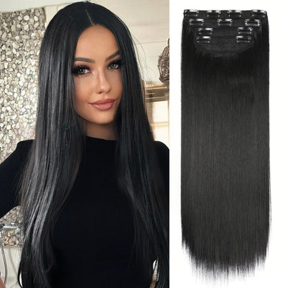 Kit 4 Peças Aplique Tic Tac Cabelo Sintético 20 Polegadas Cacheado Longo Grosso Para Mulheres Cabeça Inteira extensões de cabelo sintéticas