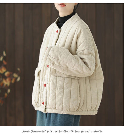 Cotton And Linen Women's Quilted Jacket 2024 New Autumn And Winter Retro Chinese Style Short Thick Casual Padded Coat Top K2675
