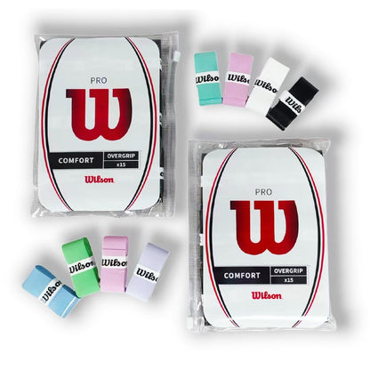 15 peças de overgrip para raquete de tênis Wilson, faixa absorvente de suor, grip de PU para raquete de badminton, fita para grip de tênis, grip para raquete de Padel