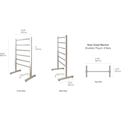 6-Bar Freestanding Electric Towel Warmer in Polished Stainless Steel with Built-In Timer for Luxurious Bathroom Experience
