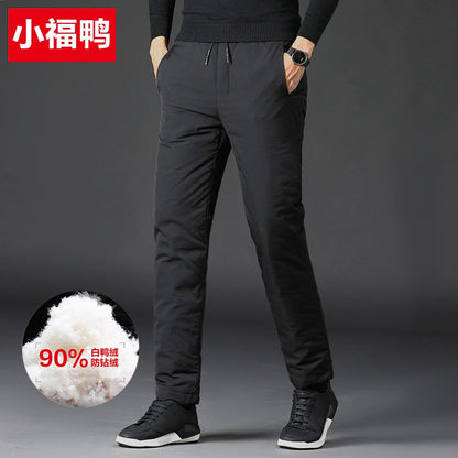 Quality Duck Down Pants for Men Thickened High Waist Loose Fit Warm Winter Trousers calça masculina moletom masculino PT-581