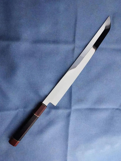 Faca de Sashimi Fio Único Sakimaru Cutelo de Chef Tynny para Fatiar Sushi Presunto Lâmina de Aço 10Cr15MoV Facas de Cozinha Feitas à Mão Messer