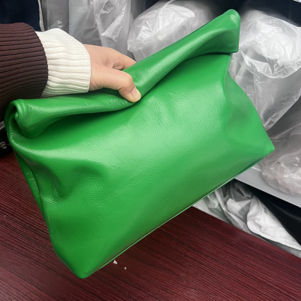 100% genuine leather Cowhide Handbag High Quality Leather Women's Foldable Designer Handbag Simple Magnet Handle Bags