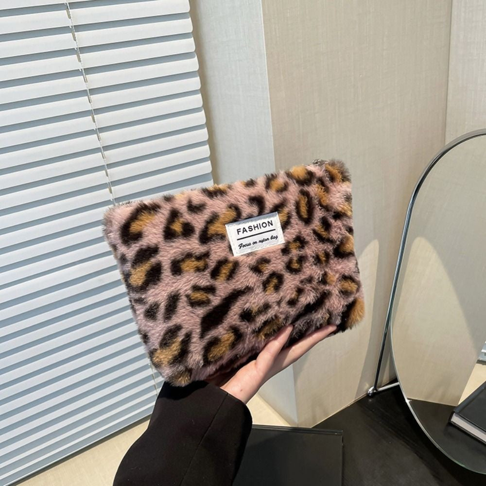 INS Style Canvas Sanitary Mat Bag Leopard Change Purse Coins Keys Wallet Zipper Design Credit Card Holder Cosmetics Napkin