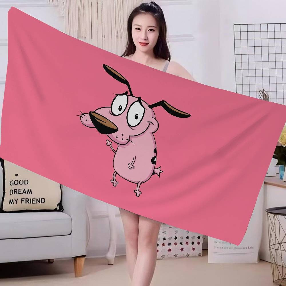 Cartoon C-Courage C-Cowardly Dog Bath Towel Microfiber Soft Absorbing Breathable For Girl Kids Decorative Cartoon Beach Towel