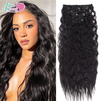 Alana 28 polegadas Sintético Longo Água Encaracolado Clip Em Apliques Extensões de Cabelo Crespo Cacheado Clip-in Cabelo Fibra Orgânica Resistente ao Calor