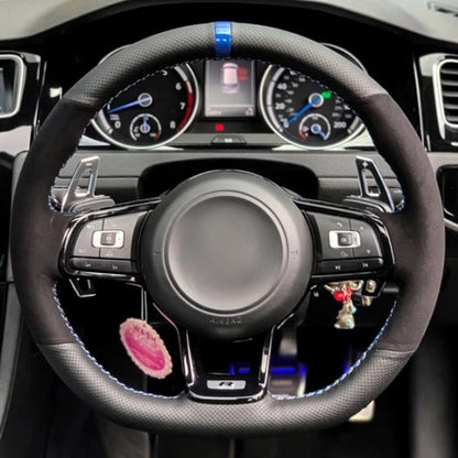 Capa de Volante de Carro Personalizada Costurada à Mão Trançada Camurça para Volkswagen Golf 7 GTI Golf R MK7 VW Polo GTI Scirocco 2015 2016
