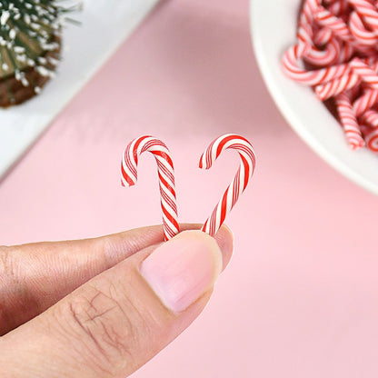 10/30/50Pcs Mini Candy Cane Christmas Decoration Red White Resin Candy DIY Crafts Xmas Pendant Navidad Home Decor 2026 New Year